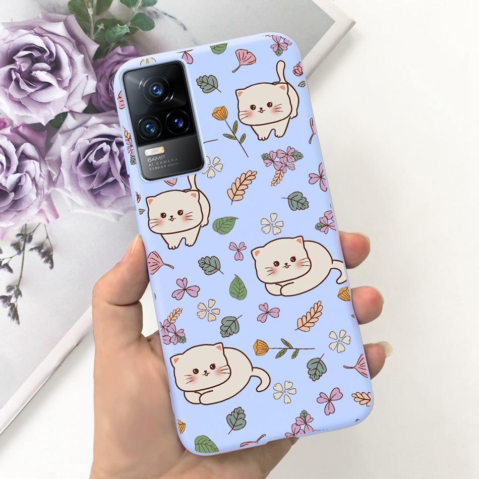 Чехол для Vivo V21e Чехол Vivo V21E 4G V 21E V2061 Милый Мультяшный Конфетный Цвет Мягкий Силиконовый ТПУ Задняя Крышка Телефона