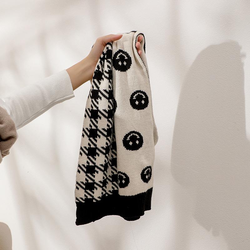 Soft Love Plaid Scarf Female Autumn and Winter Student Retro Versatile Student Warm Thickened Double-sided Shawl Scarf