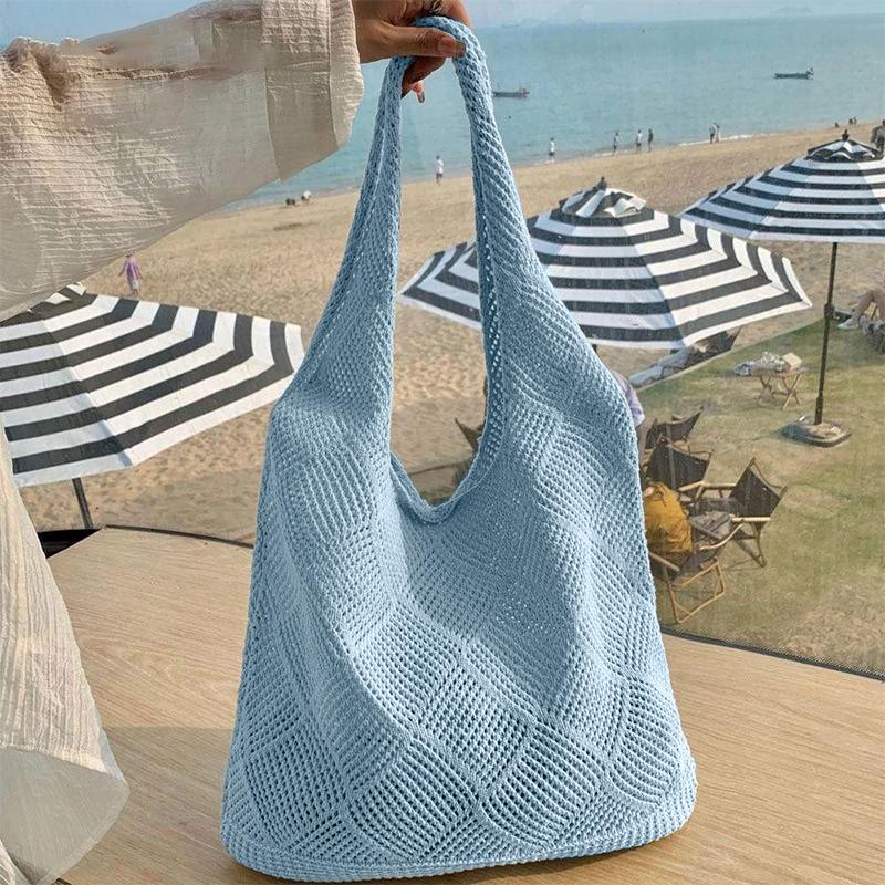 Вязаная сумка-тоут большой вместимости, вязаная сумка через плечо для покупок