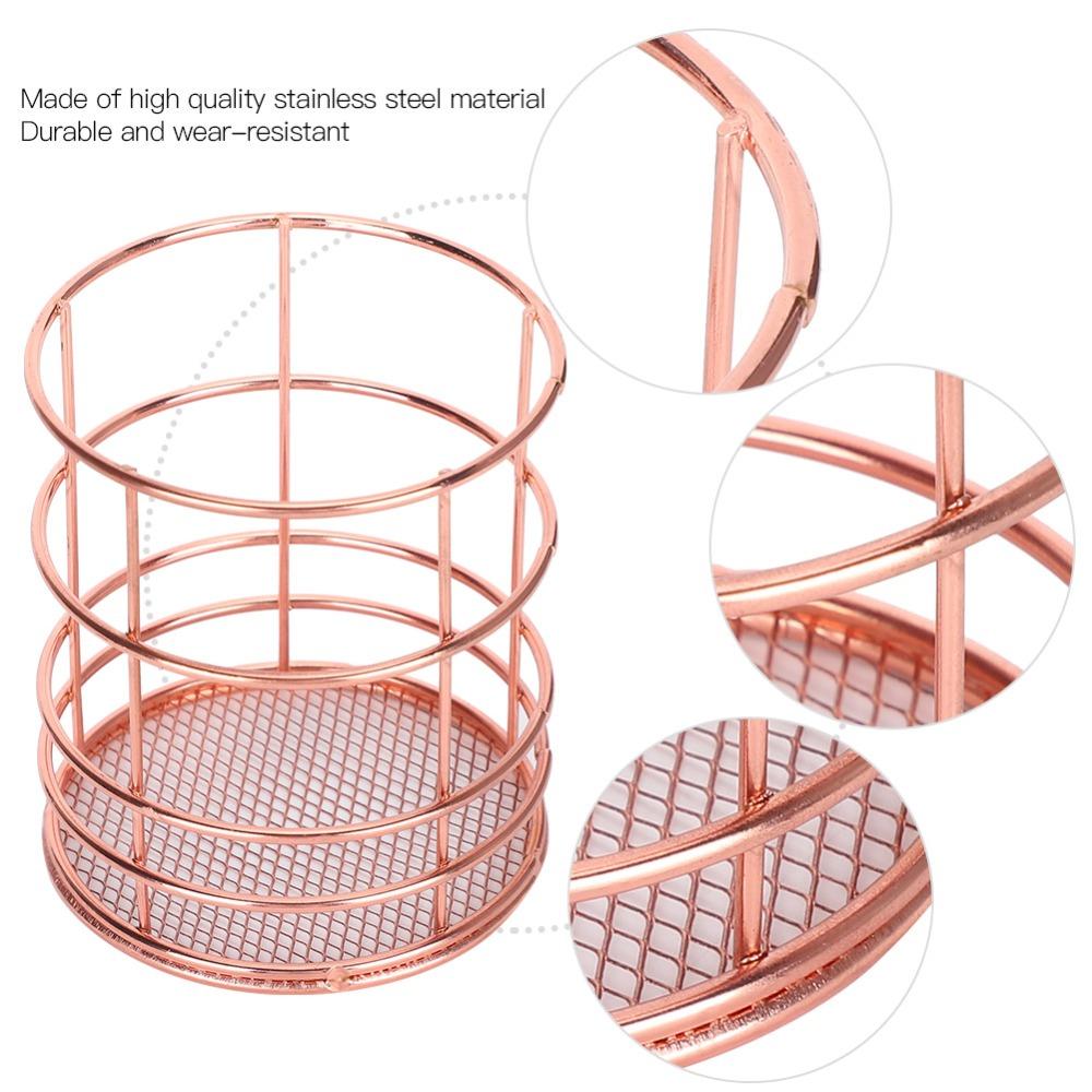 2Pcs Hollow Design Pen Holder Rose Gold Storage Container Hollow Pen Holder Chopsticks Container