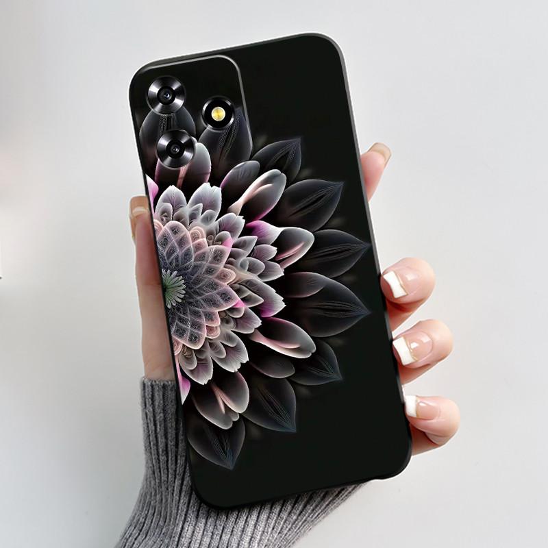 Чехол для телефона ZTE Blade A73 4G/V50 Design 4G/V50 Smart/Axon 50 Lite, гелевый, мягкий, черный, с узором из роз и подсолнухов, кошачий чехол