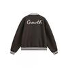 Unisex Vintage College Style Baseball Jacket With Embroidery Loose Fit Long Sleeve Zip-Up Outerwear Fall