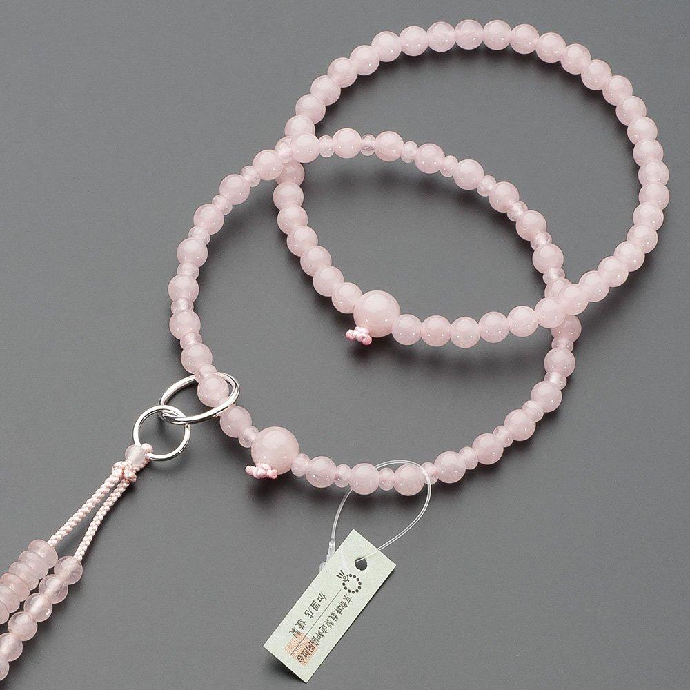 Buddhist Altar Shop Takita Shoten Buddhist Prayer Beads, Jodo Sect Formal Prayer Beads [Women's], Red Crystal, Rokuman Jodo, 8-inch, Silk, Flower