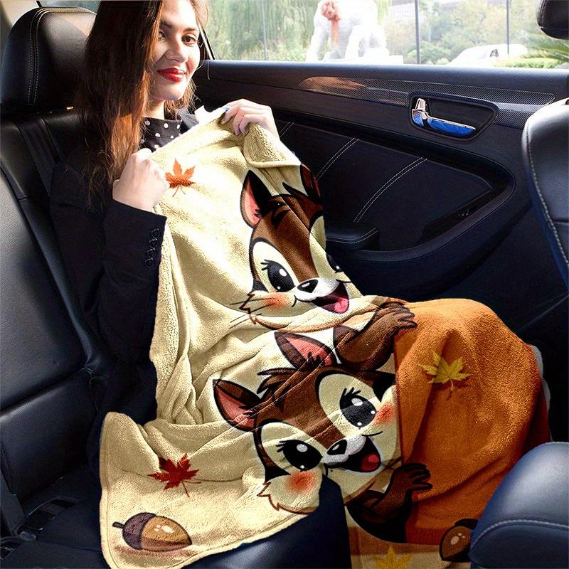 1pc Seasonal Home Decorative Blanket, Universal Throw for All Seasons, Cute Squirrel Design, for Decorating Your Own Sofa and Living Room, S