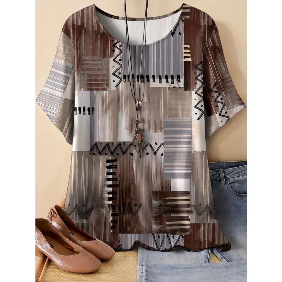 XL-7XL Большой размер Универсальный модный трендовый пуловер с принтом Футболка с короткими рукавами Топ