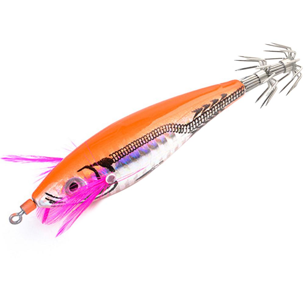 Wood Shrimp Squid Lure ABS Simulation Shrimp Cuttlefish Bait 7cm 3D Eyes with Hooks for Outdoor Fishing Gear
