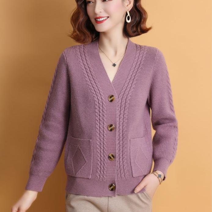 Женский вязаный кардиган, свитер, куртка, весна-осень, короткий однотонный трикотажный кардиган с V-образным вырезом