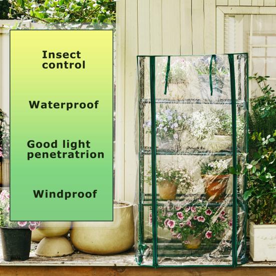 Чехол для теплицы многоразовый прозрачный с дверью-молнией водонепроницаемый с защитой от ультрафиолета