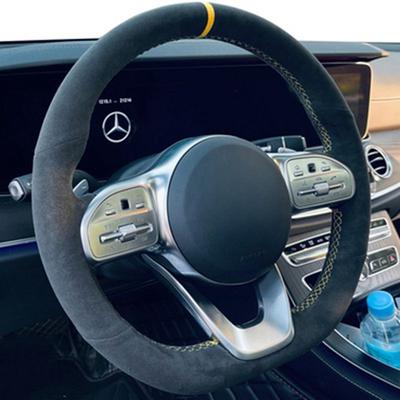Черная замшевая плетеная оплетка на руль автомобиля с защитой от скольжения Для Mercedes-Benz S-Class W222 GLC A-Class W177 C-Class W205 E-Class W213