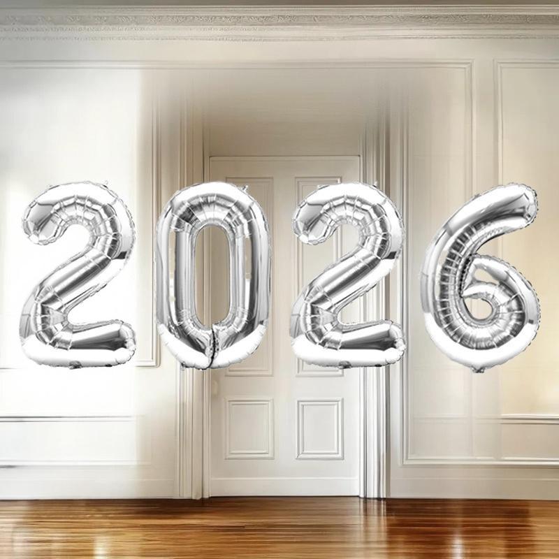 2026 Цифровые фольгированные шары С Новым годом Вечеринка Украшение Реквизит для фотобудки Принадлежности Рождественский домашний декор Navidad 2026