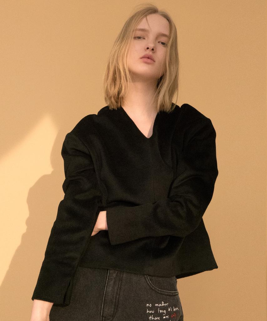 LARTIGENT Ld V Neck Blouse_Bk