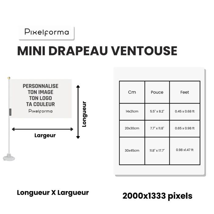Drapeau - Mini Drapeau Ventouse - Pays-Bas caribéens - 14 x 21 cm - Polyester - Impression recto/verso