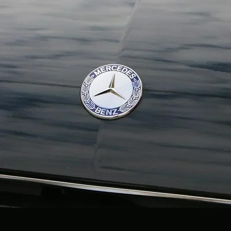 FEN1   2025 For Mercedes-Benz 1Pcs Car Metal Flat Hood Emblem Front Badge Logo Sticker For Mercedes Benz W212 W213 W205 W177 W247 W176