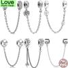 Sale 925 Sterling Silver 6 Classic Safety Chains Charm &Bead Fit 3mm Bracelet &Bangle Making Fashion Diy Jewelry