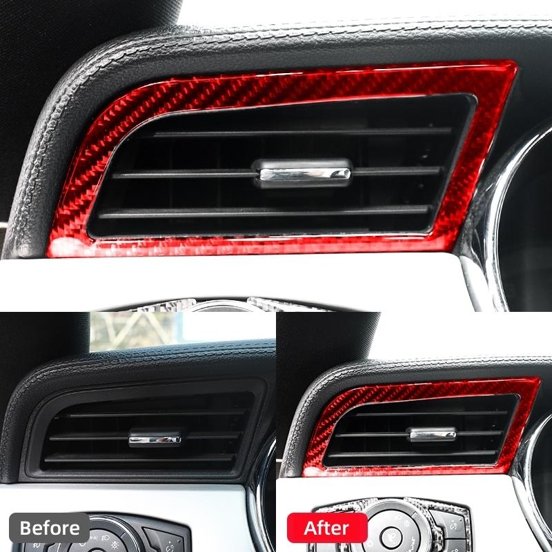 For Ford Mustang GT 2015- Carbon Fiber Auto Dashboard Left and Right Air Vents Trim Stickers Frame Car Interior Accessories