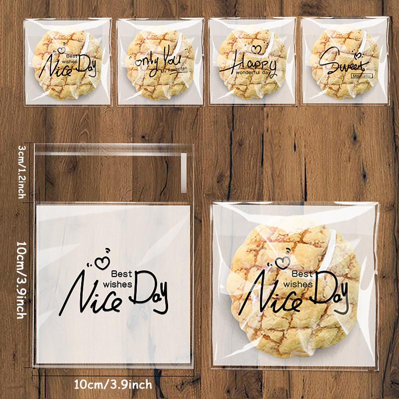 100 шт. Прозрачный пластиковый самоклеящийся пакет Желаю хорошего дня Пакеты для конфет и печенья Маленькие мешочки Подарочные пакеты Упаковка