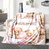 Cute Teddy Bears In Pink Outfits With Balloons And A Placeholder Multipurpose Personalized Blanket Personalized Text Comfortable Great For Sofa Couch