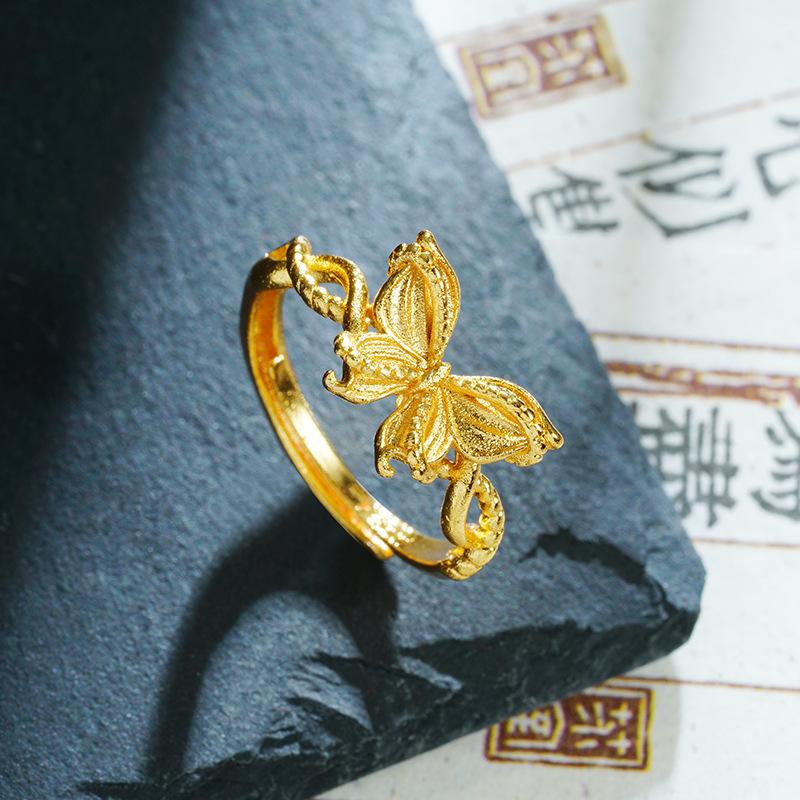 Ring Retro Filigree Butterfly Ring for Women Palace Style
