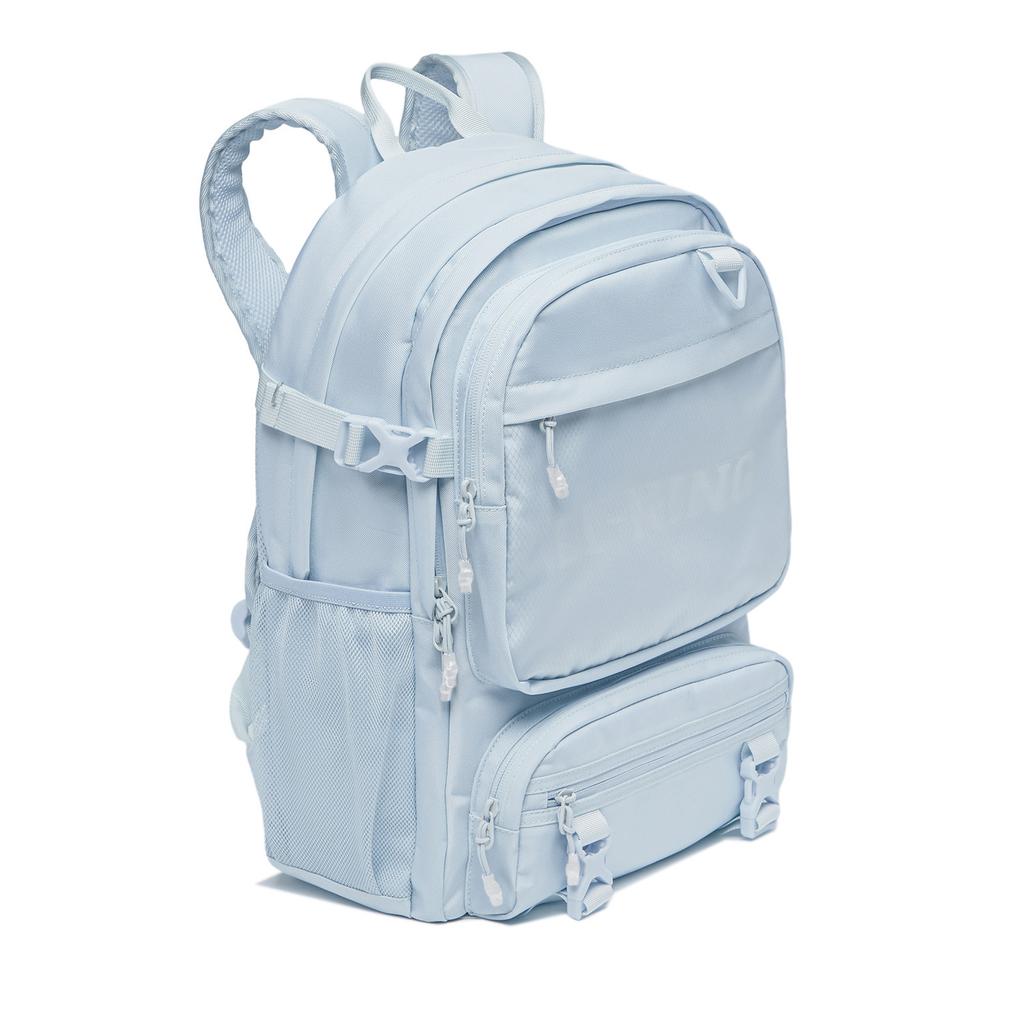 Li Ning Sports Lifestyle Series Casual Large Logo Print Zipper Closure Polyester Sports Backpack Unisex backpack Blue ABST298-3