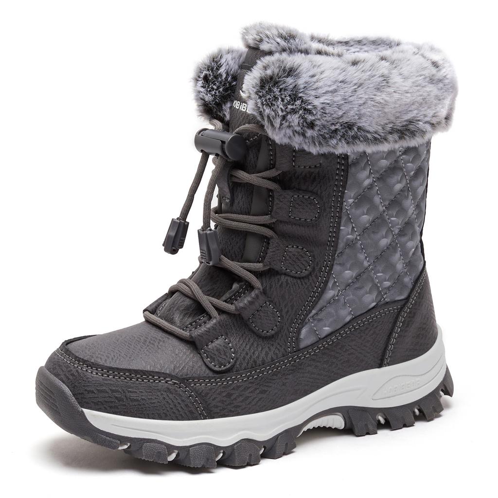 Детские зимние ботинки HOBIBEAR Водонепроницаемая уличная зимняя обувь Теплые на подкладке из искусственного меха Ботинки на резинке