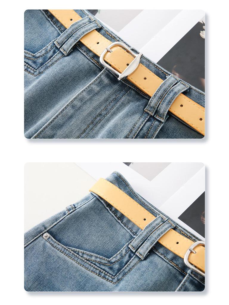 Летняя женская джинсовая юбка миди с высокой посадкой - Приталенная А-силуэта для фигуры типа "груша"