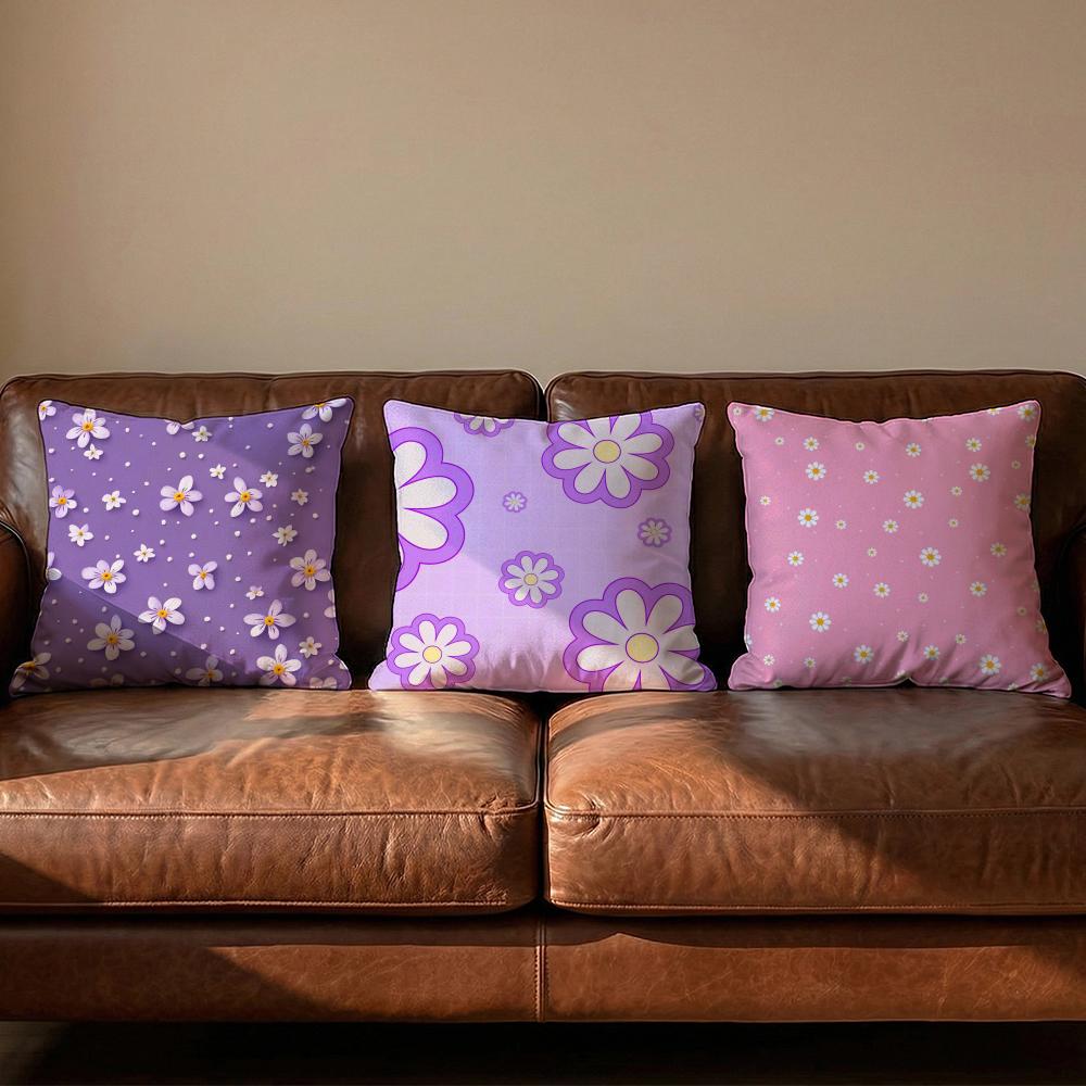 Romantic Daisy Print Spring Cushion Cover Soft Reversible Durable Pillow Cover MultiScene Use for Home Car Daily Comfort