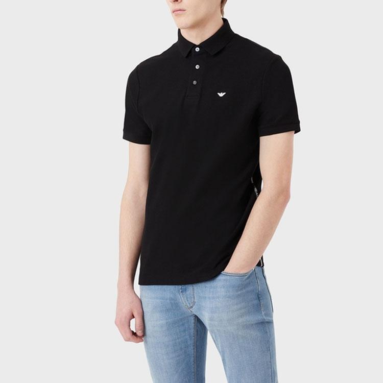 Emporio Armani Мужская повседневная футболка-поло с коротким рукавом и принтом логотипа, однотонная, прямого кроя, весна-лето 23, черная, 3R1F67-1JCYZ-0093