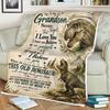 Personalized Grandson Dinosaur Fleece Blanket, Gift From Grandma, Inspirational Quote Blanket, Birthday Christmas Gift for Boys