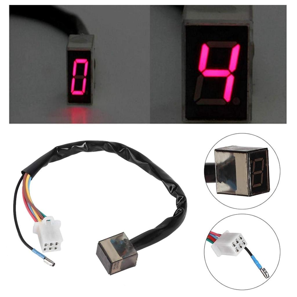 Motorcycle Gear Indicator, Universal Waterproof LED Digital Gear Indicator Speed Shift Clutch Lever Sensor Accessory