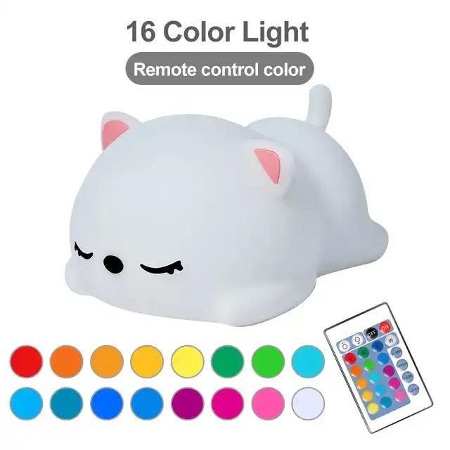 LED NightLights Silicone Rabbit Night Light with Remote Control Charging Colorful Atmosphere Lamp for Children Kids Holiday Gift