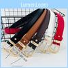 Pu Modern Womens Leather Belt With Gold Metal Pin For Office Casual Daily
