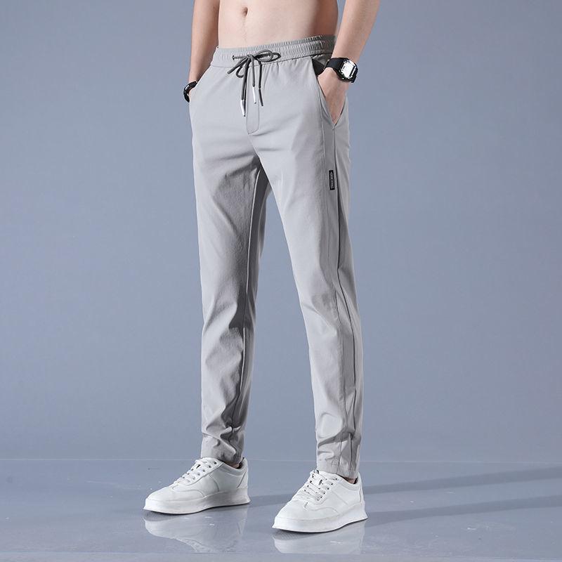 Мужские облегающие брюки прямого кроя Ice Silk Hanging Pants, летние тонкие мужские легкие повседневные брюки
