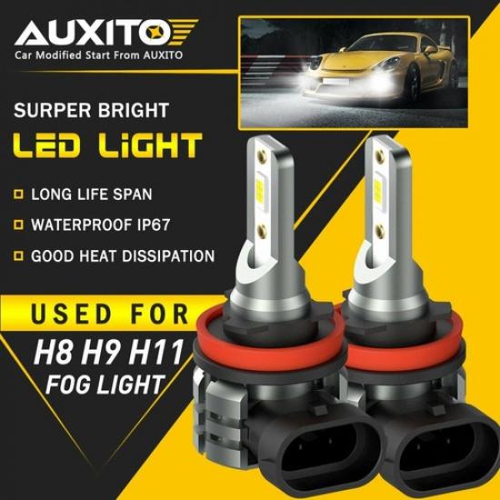 2X AUXITO H8 H11 H9 Fog Light 6000K White Super Bright LED Driving Bulb L3 EA