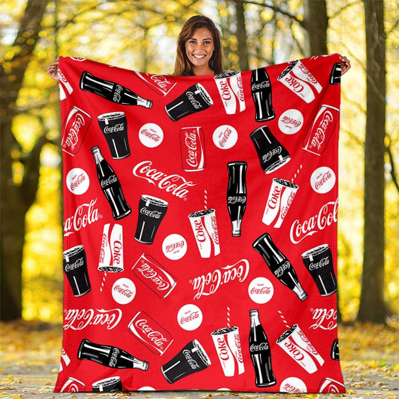 Christmas gift Halloween themed cola beverage Coca Cola blanket soft home furnishing nap decoration four seasons warm Sherpa blanket U6