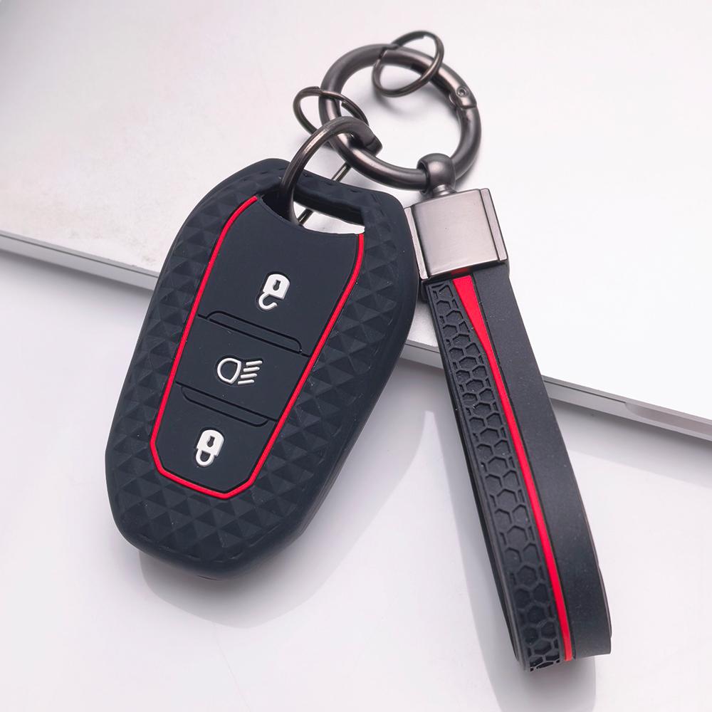 Чехол для брелока для Peugeot 3008 5008 208 308 408 508 4008 C1 с брелком, устойчивая к царапинам поверхность, ударопрочная конструкция, текстура с мягким захватом