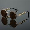 Non-polarized Steampunk Sunglasses Men Round Red Lens Punk Sun Glasses Black Metal Gothic Style New Products Women Shades