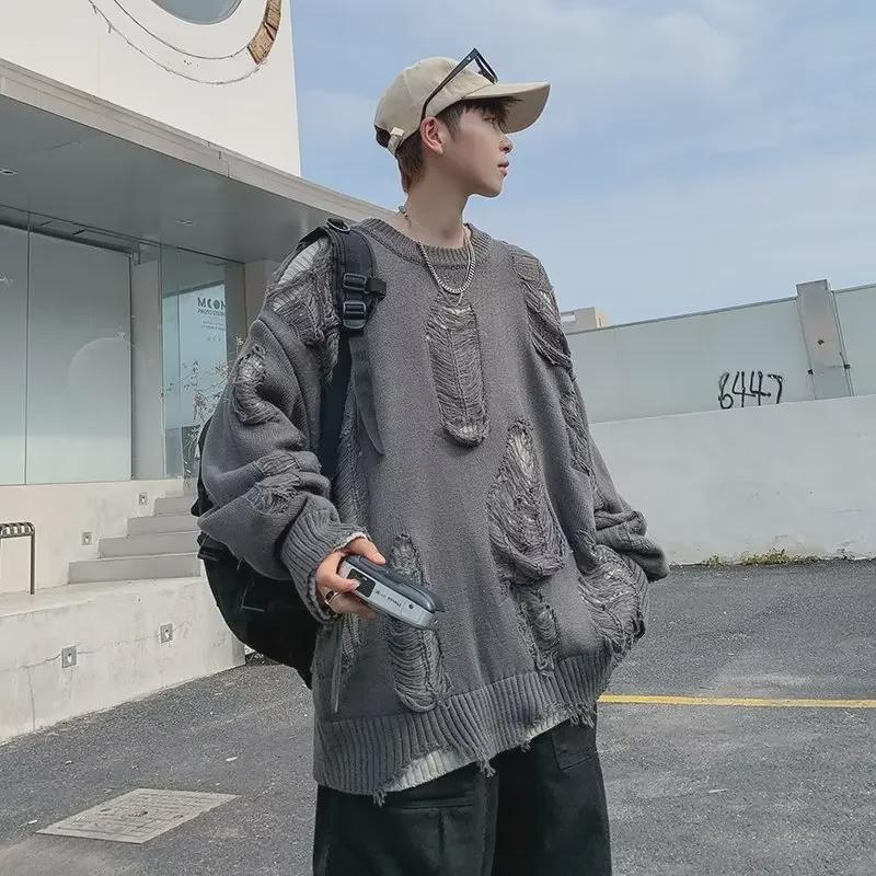 Мужской ретро-двухслойный свитер с круглым вырезом - модный парный вязаный пуловер