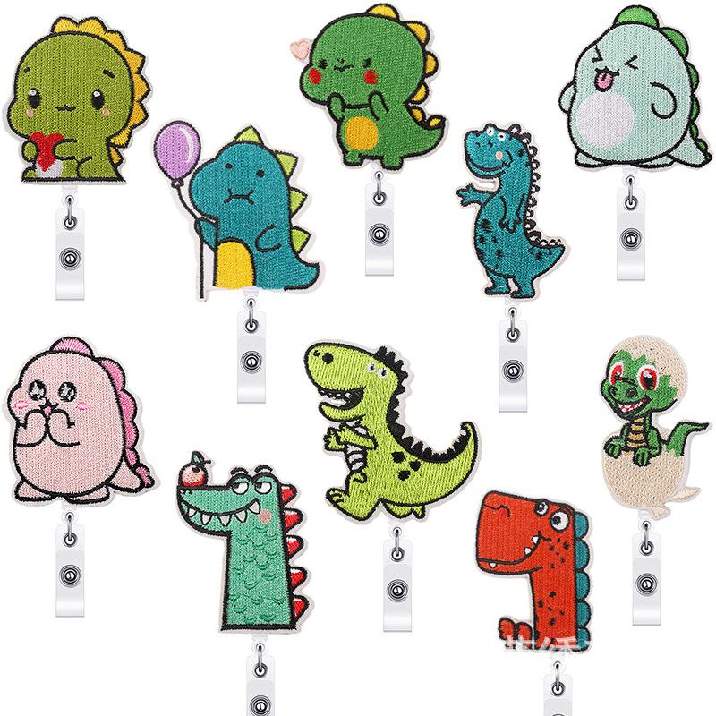 Xiaolong Detachment Easy Pull Button Embroidery Cloth Sticker Cute Cartoon Dinosaur Clothes Patch Sticker Crocodile Clip Computer Embroidery Label