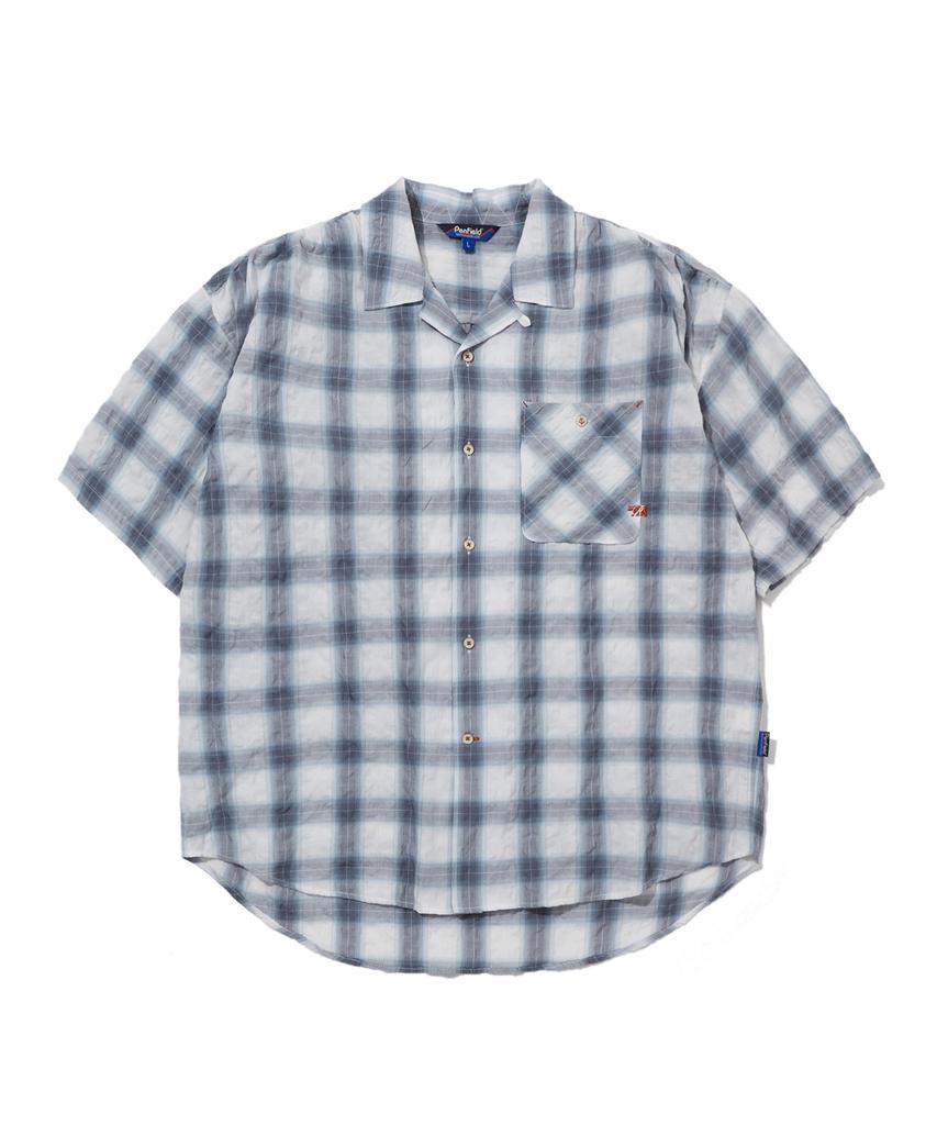 PENFIELD Ombre Seersucker Open Collar Short Sleeve Shirt Blue_Fs1Wr56U