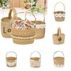 1PC Gift Bag Party Burlap Storage Basket Linen Handle Baby Shower Lace Wedding Ceremony Flower Basket Table Decoration