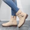 Womens Classy Elegant Ankle Boots Adjustable Buckled Bands Side Zip Heels Booties Autumn Vintage Boots for Women