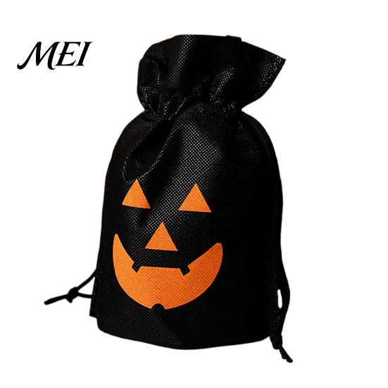 Durable Non-woven Packaging Bags 5 Pcs Halloween Treats Bag, Fabric Pumpkin Candy Holiday Decoration Accessories for Home Drawstring Snack Goodie