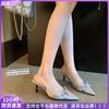 Legs Long High Heels Sandals Stiletto Bow Pointed Back Empty Single Shoes Women's Summer