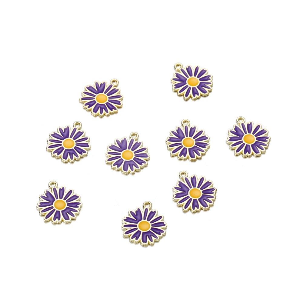 10Pcs/lot Mix Style Colorful Flower Pendants Enamel Metal Necklace Bracelet Charms For DIY Jewelry Making Supplies Accessories