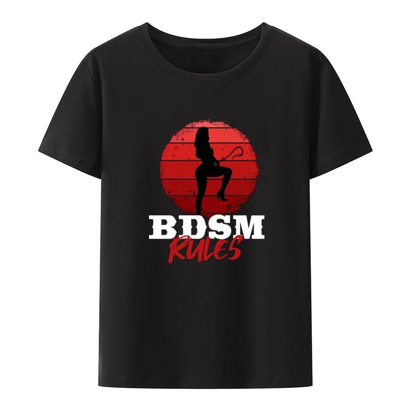 BDSM Rules Funny Graphic Tshirts Bdsm Print Top Tee T-shirts for WoBreathable Clothing Loose Tshirt Pattern Novelty