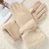 Windproof Winter Suede Gloves Thick Cycling Mittens Cute Women Gloves  Winter