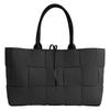 Large Capacity Woven Tote Black Fits A4 Perfect for Commuting and School Women's Bag, Freestanding, Canvas, Sizes,