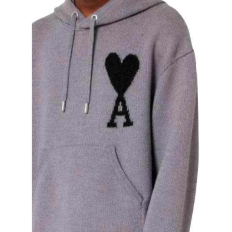 Amiparis Ss22 Logo Heart Color Block Drawstring Hoodie Unisex hoodies Gray UKS802.018057
