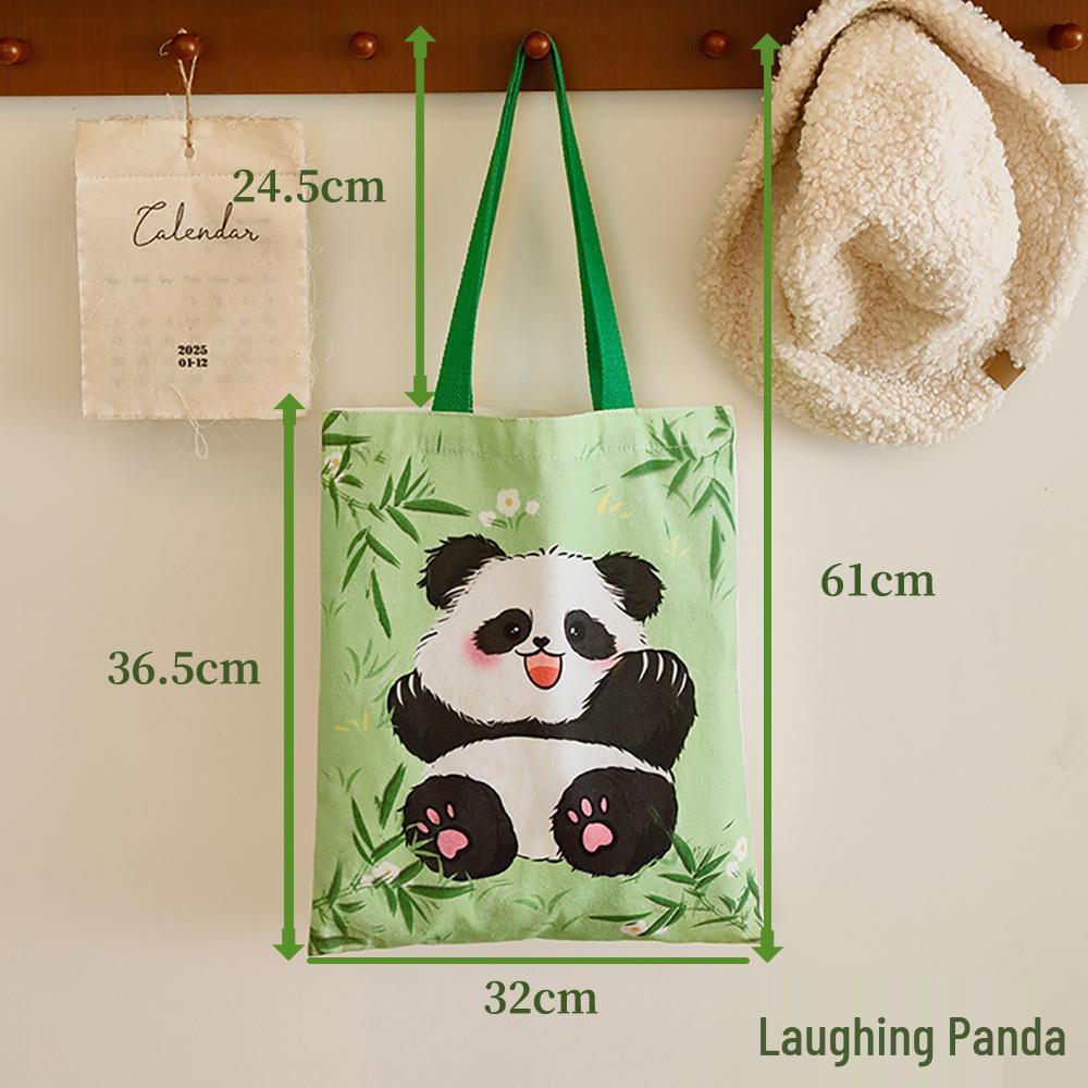 Милая холщовая сумка-тоут с пандой большой вместимости - Студенческая сумка через плечо и сумка для документов