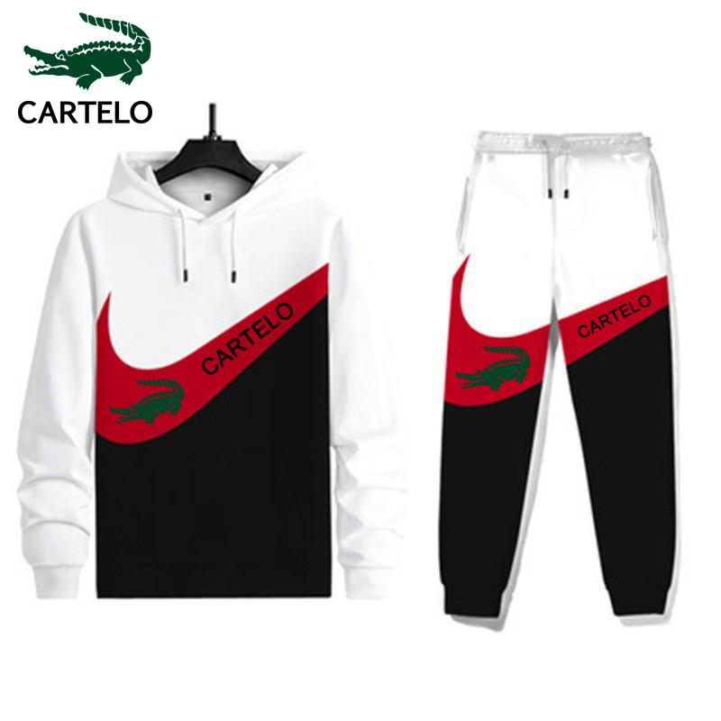 CARTELO Новинка 2024 года, весенне-осенний мужской и женский костюм с капюшоном с 3D принтом + костюм с длинными рукавами для отдыха